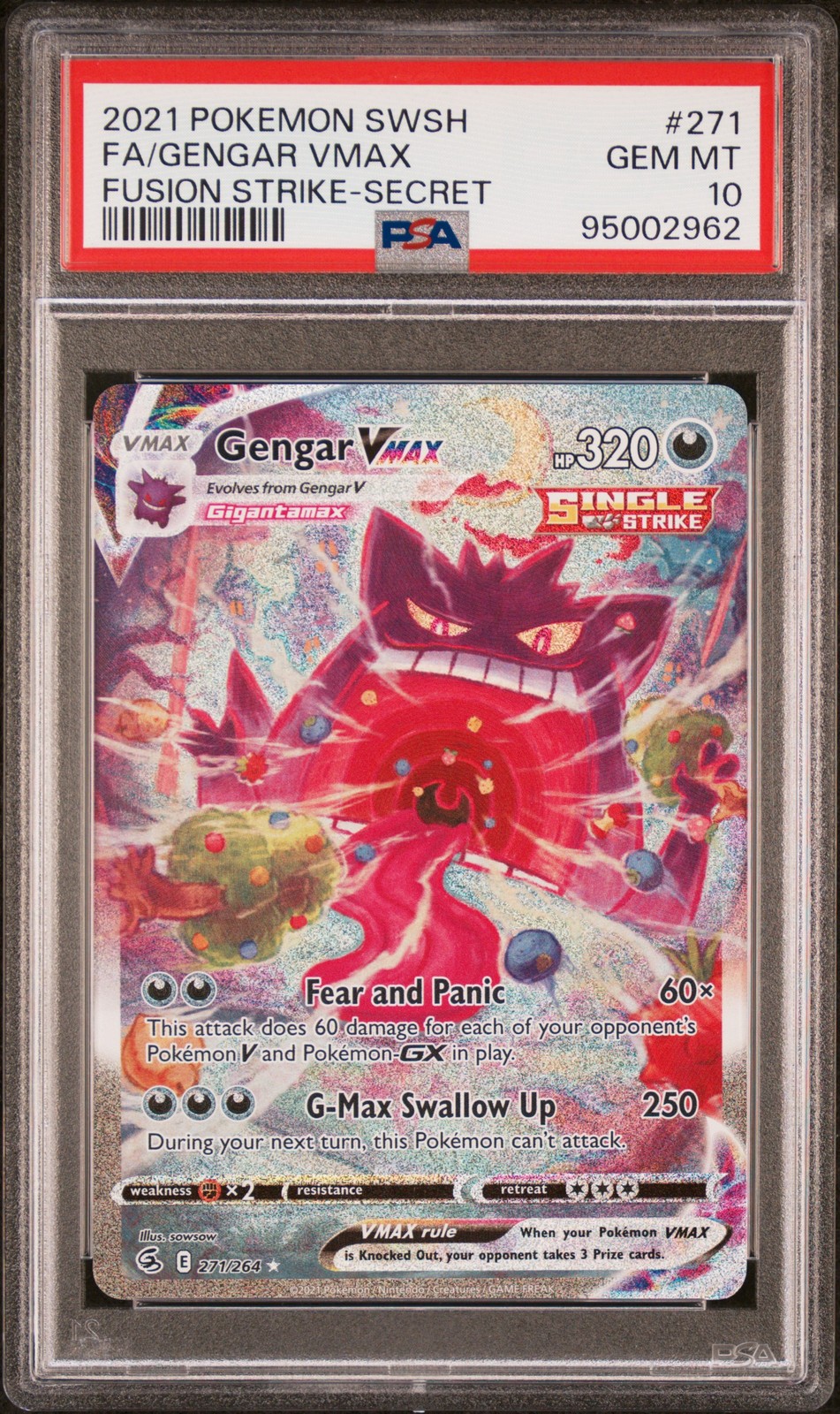 Gengar Vmax 271/264 PSA 10 Fusion Strike Pokemon Card Game 2