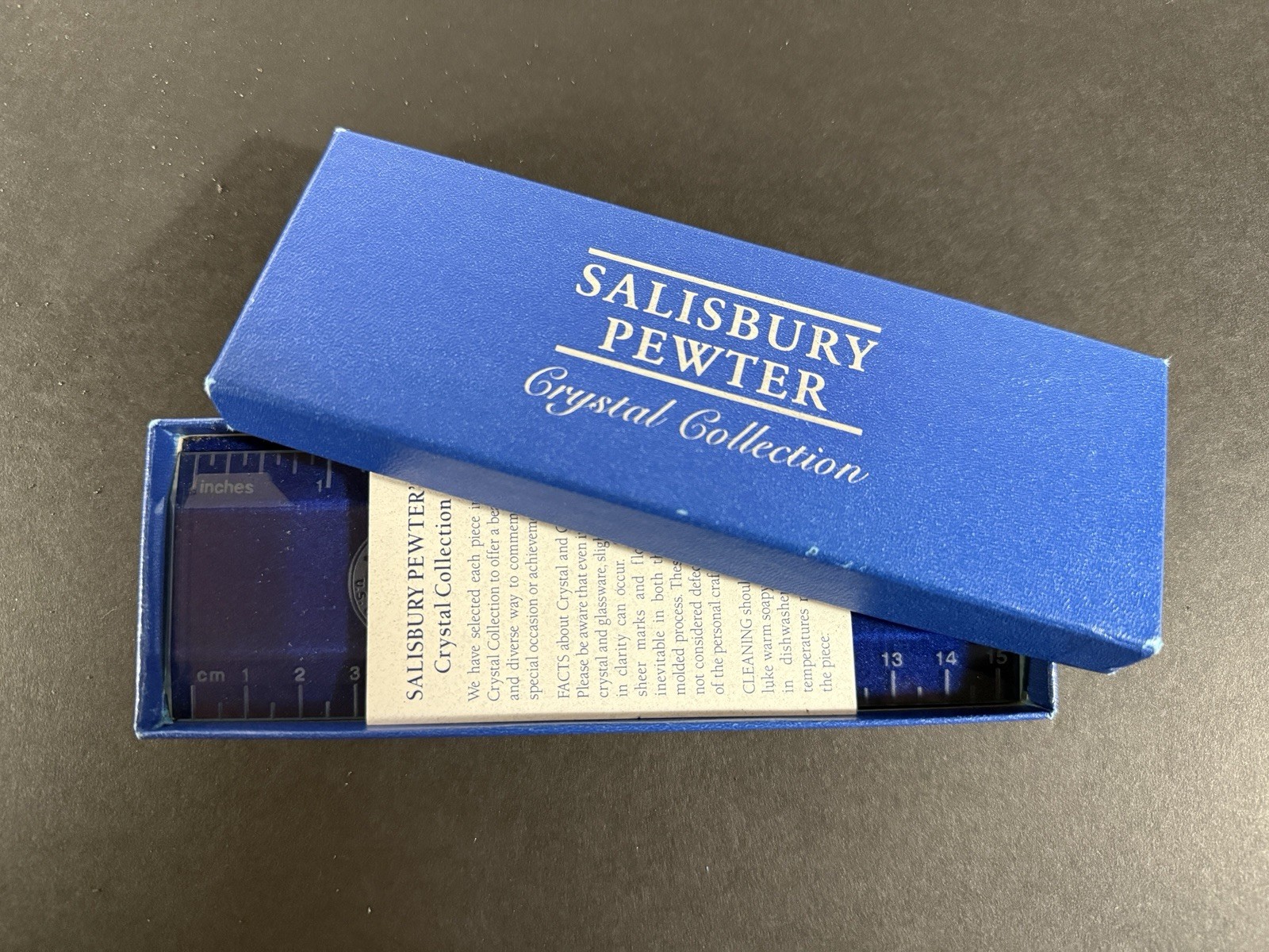 Vintage Salisbury Pewter Crystal Collection U.S. Customs Service Glass Ruler