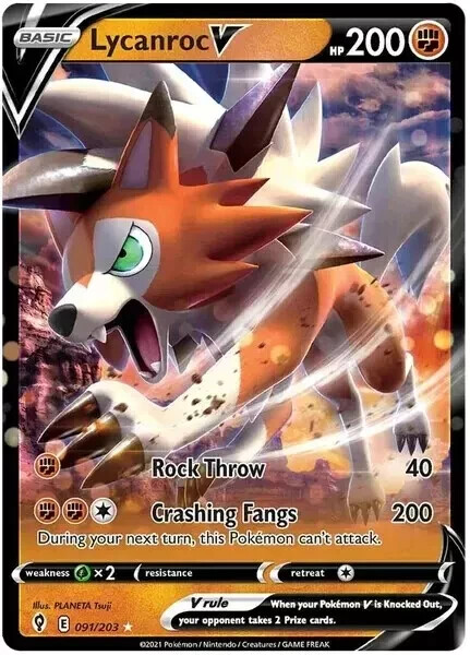 Lycanroc V 091/203 Holo Ultra Rare Evolving Skies Pokemon Cards TCG Near Mint NM
