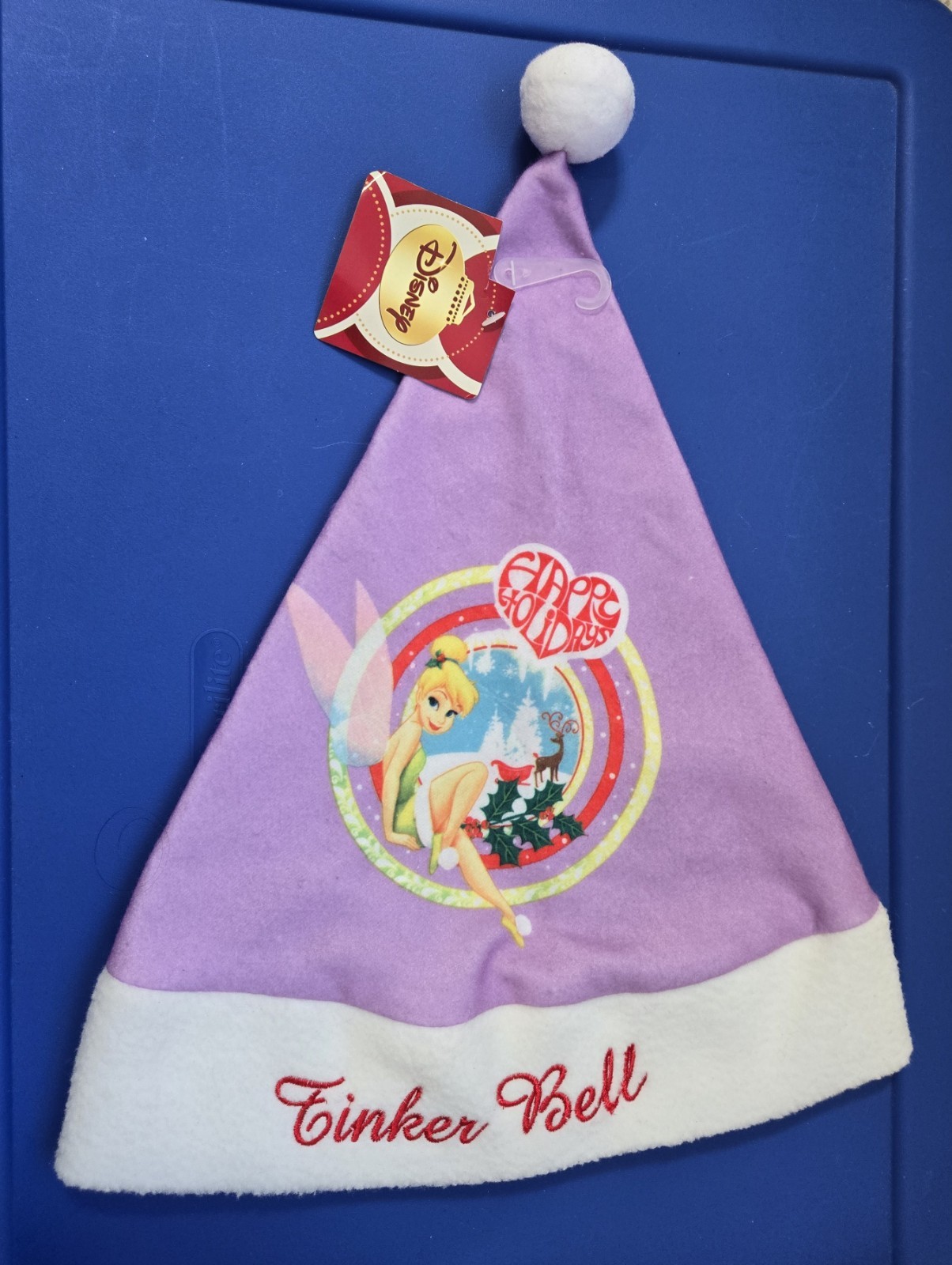 Disney Light Purple & White Tinker Bell Santa Hat, Christmas Accessory