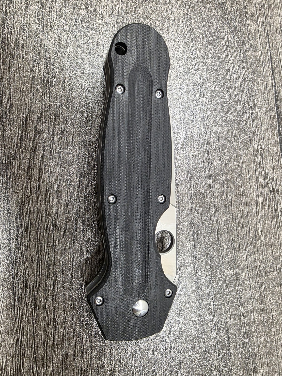 Unmarked 9″ Spearpoint Folding Knife 8CR13MOV Steel & Black G10 Fiber Handle