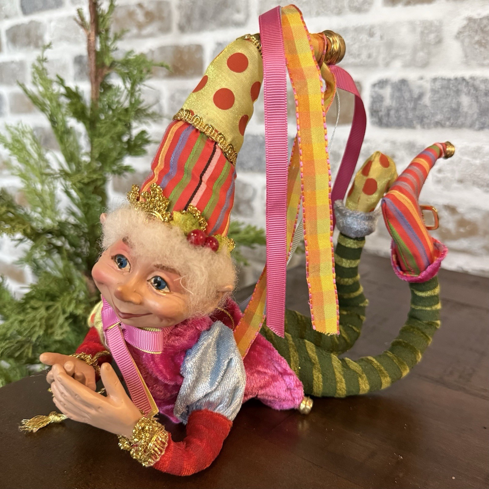RAZ Imports Posable Elf Jester Fairy Shelf Sitter Holiday Christmas 19” Colorful