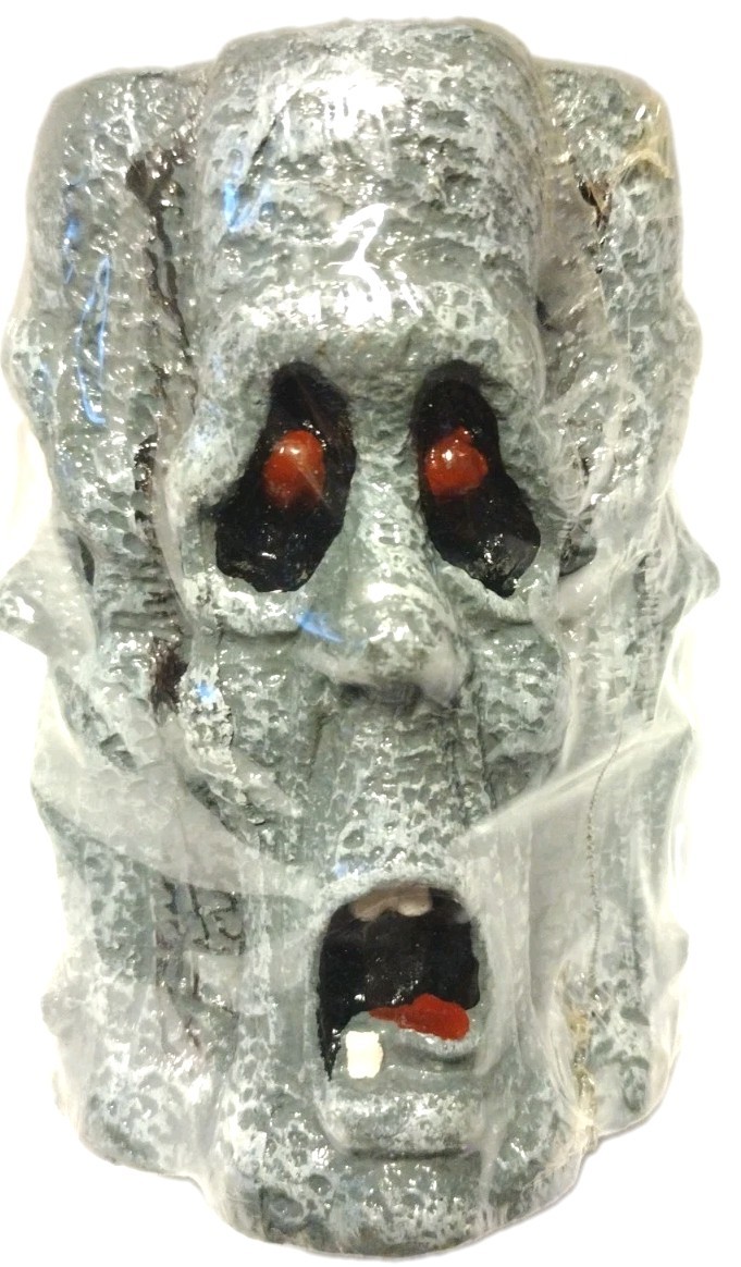 Ghoul Face Skull Decorative Pillar Candle Blk Silver Unscented Halloween Sealed