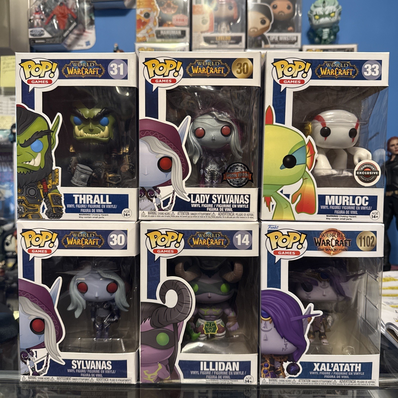 lot 7 World of Warcraft WOW Funko Pop Murloc Thrall Sylvanas Illidan 14 metallic