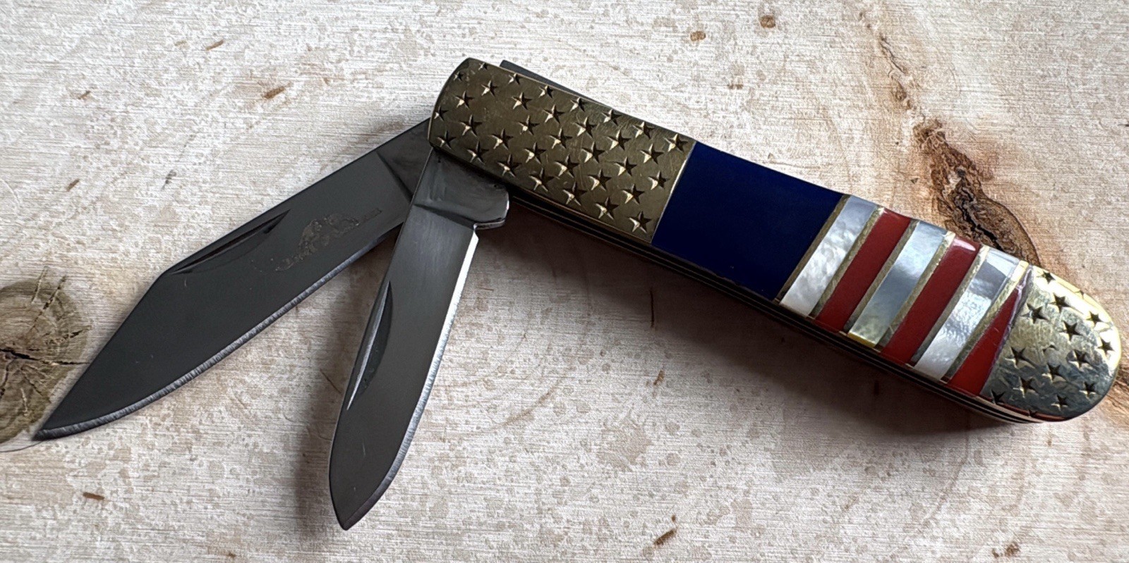Barlow Vintage Retro Pocket Knife 2 Blades Stars And Stripes USA Flag Design