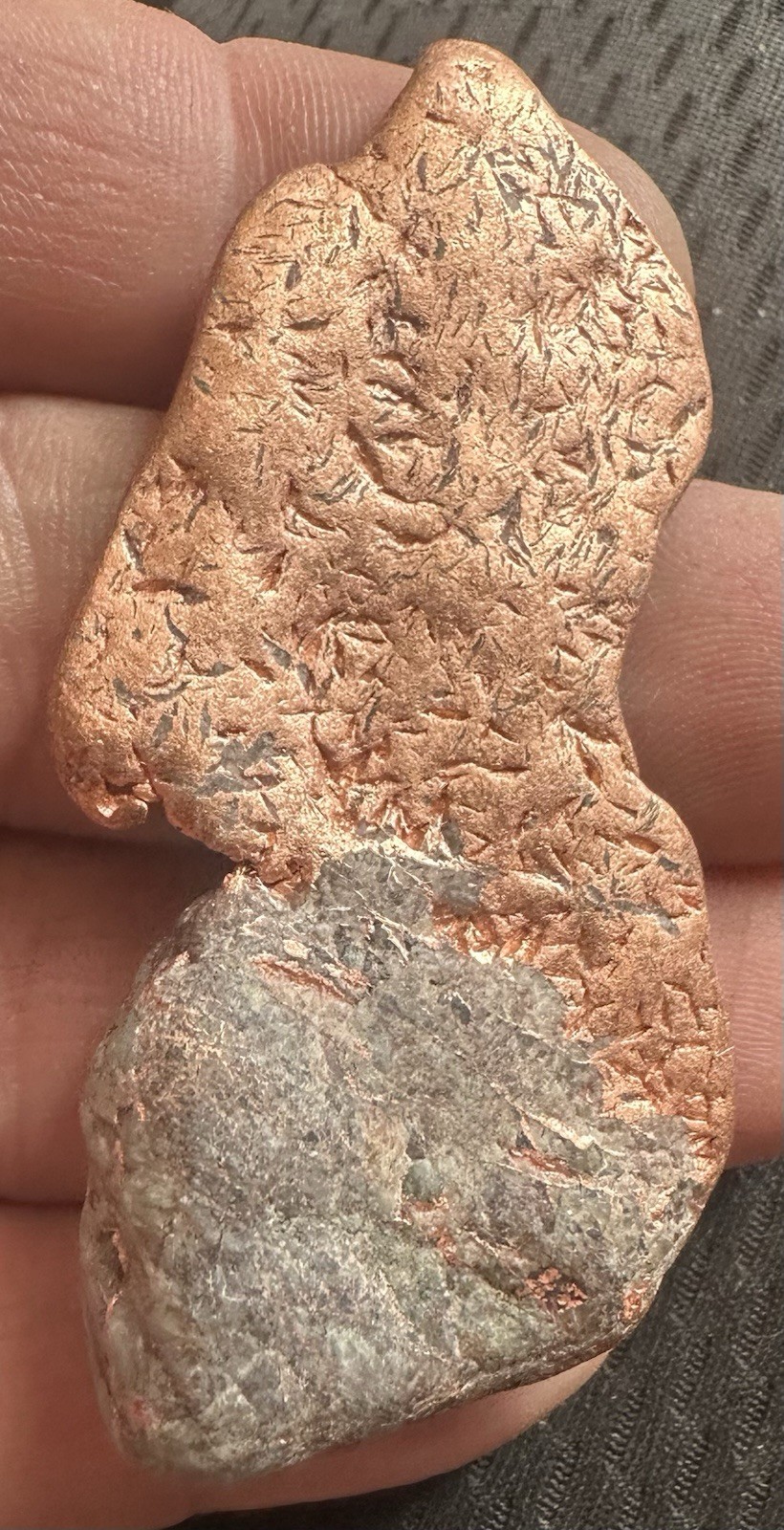 6.5cm Flat Copper Nugget w Colorful Natural Matrix – Keweenaw, Michigan