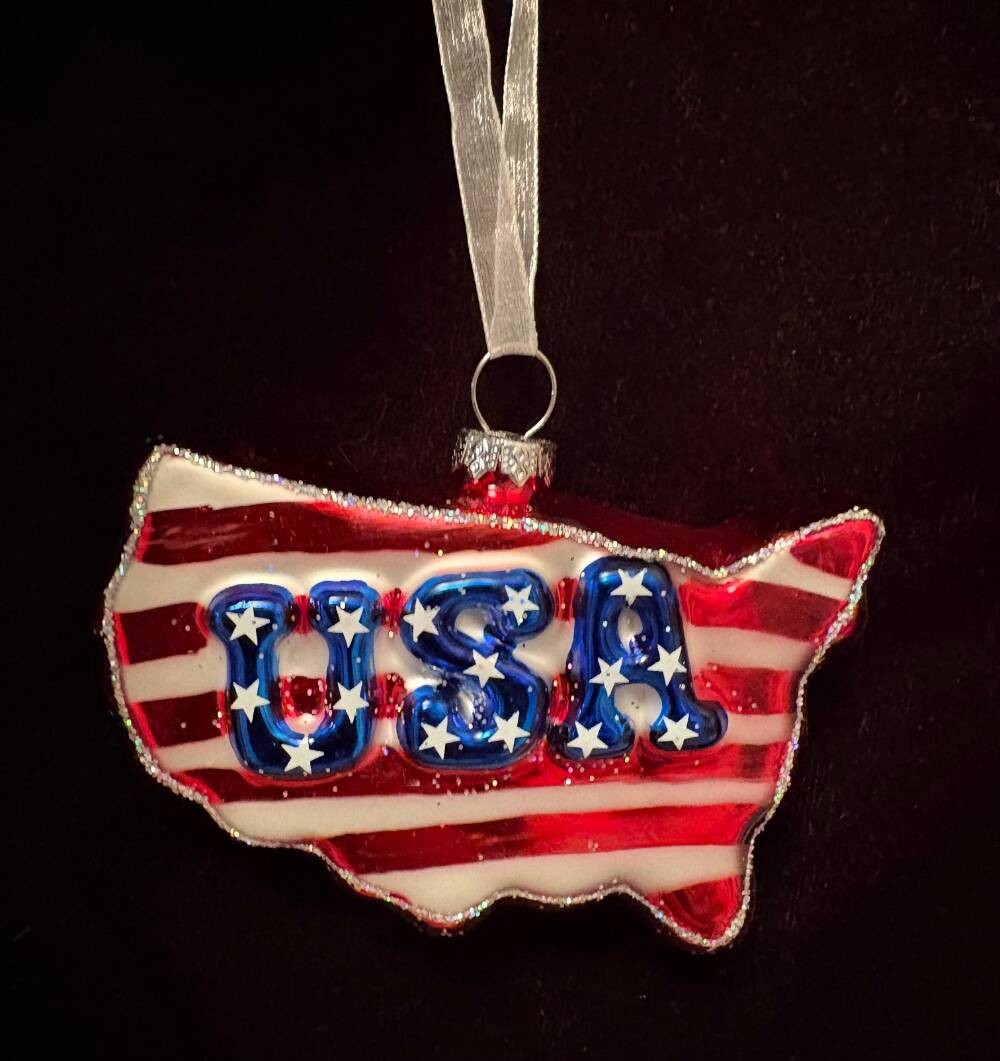 BLOWN GLASS PATRIOTIC~UNITED STATES~USA~4TH OF JULY~STARS & STRIPES ORNAMENT~NWT