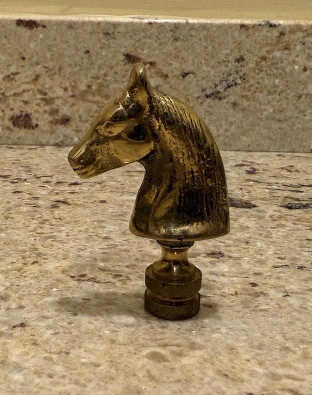 Vintage Decorative Brass Horse Head Finial For Lamp 2 1/2″ Tall