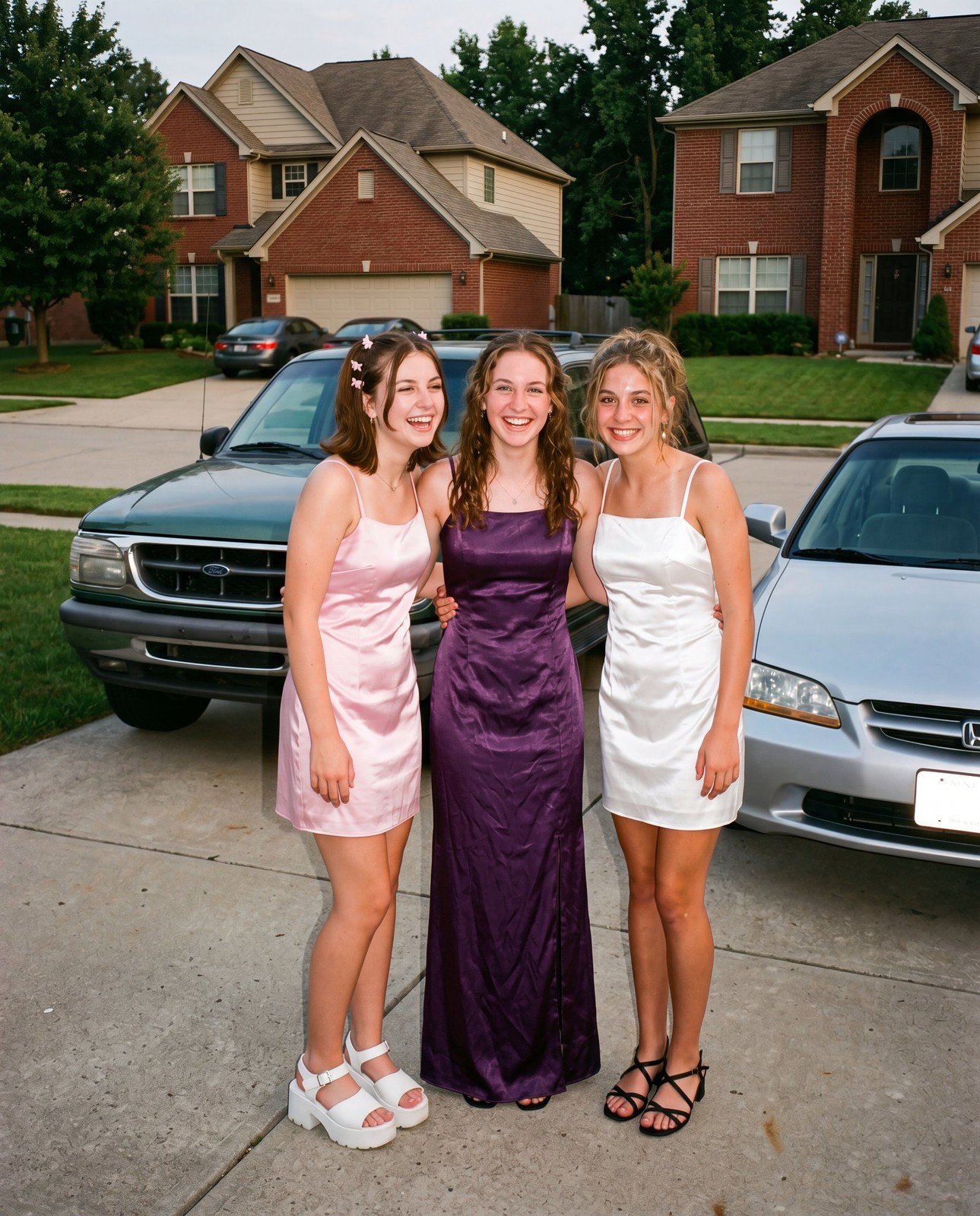 College Prom Night 8×10 Photo Print Three Teens in Satin Dresses – 22022