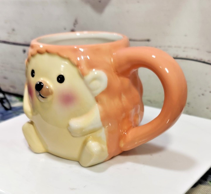 Cute Pink Peach 3D Ceramic Hedgehog Mug 16 Oz Modern Expressions