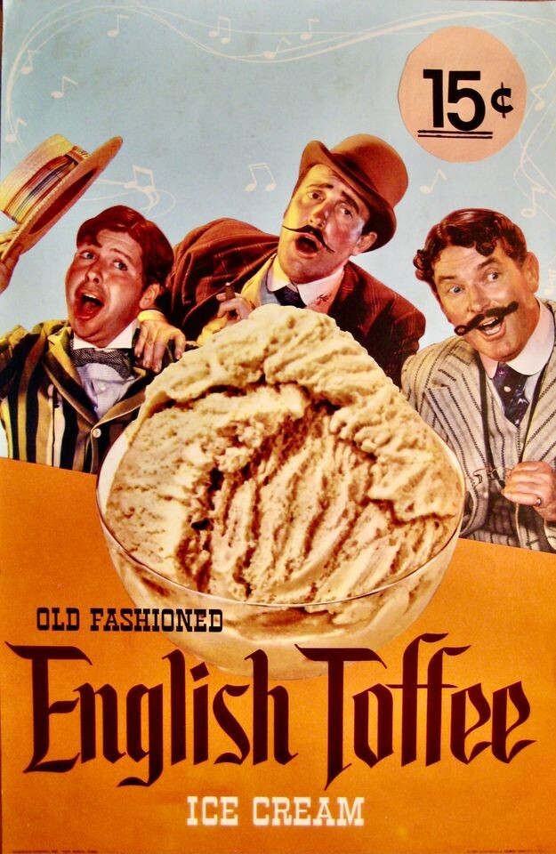 VINTAGE ORIGINAL EARLY 1960’S LITHOGRAPHED ICE CREAM PARLOUR POSTER