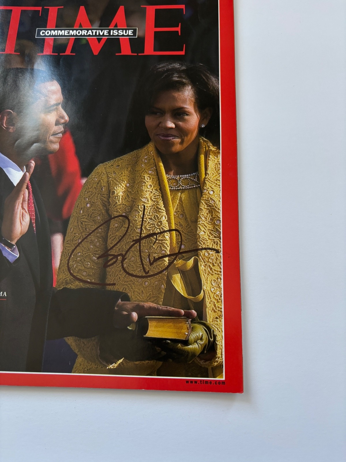 PRESIDENT BARACK OBAMA SIGNED TIME MAGAZINE INAUGURATION 2008 ELECTION BAS b