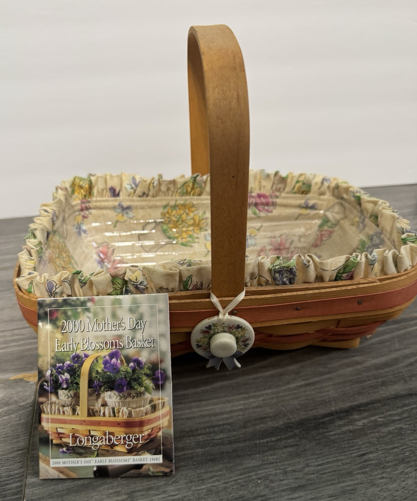Longaberger Mother’s Day 2001 Vintage Blossoms Basket, Book, Liner & Lid 10222