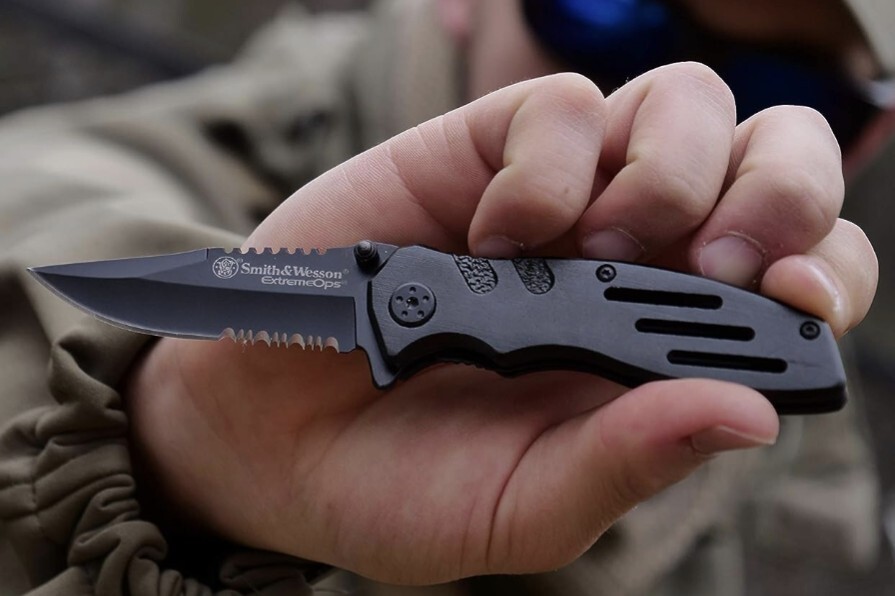 Smith & Wesson EXTREME OPS Folding Tactical Knife, Model SWA24S, Black Finish