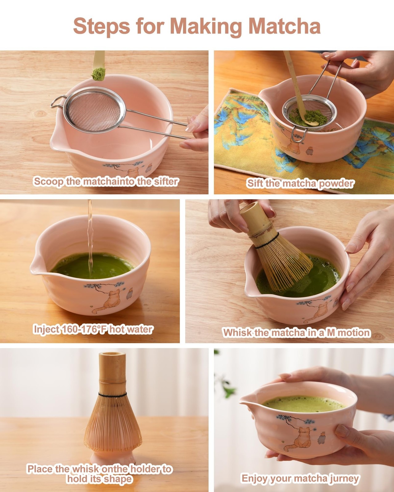 Matcha Whisk Set, Ceramic Matcha Set Includes Matcha Bowl, Matcha Whisk and H…
