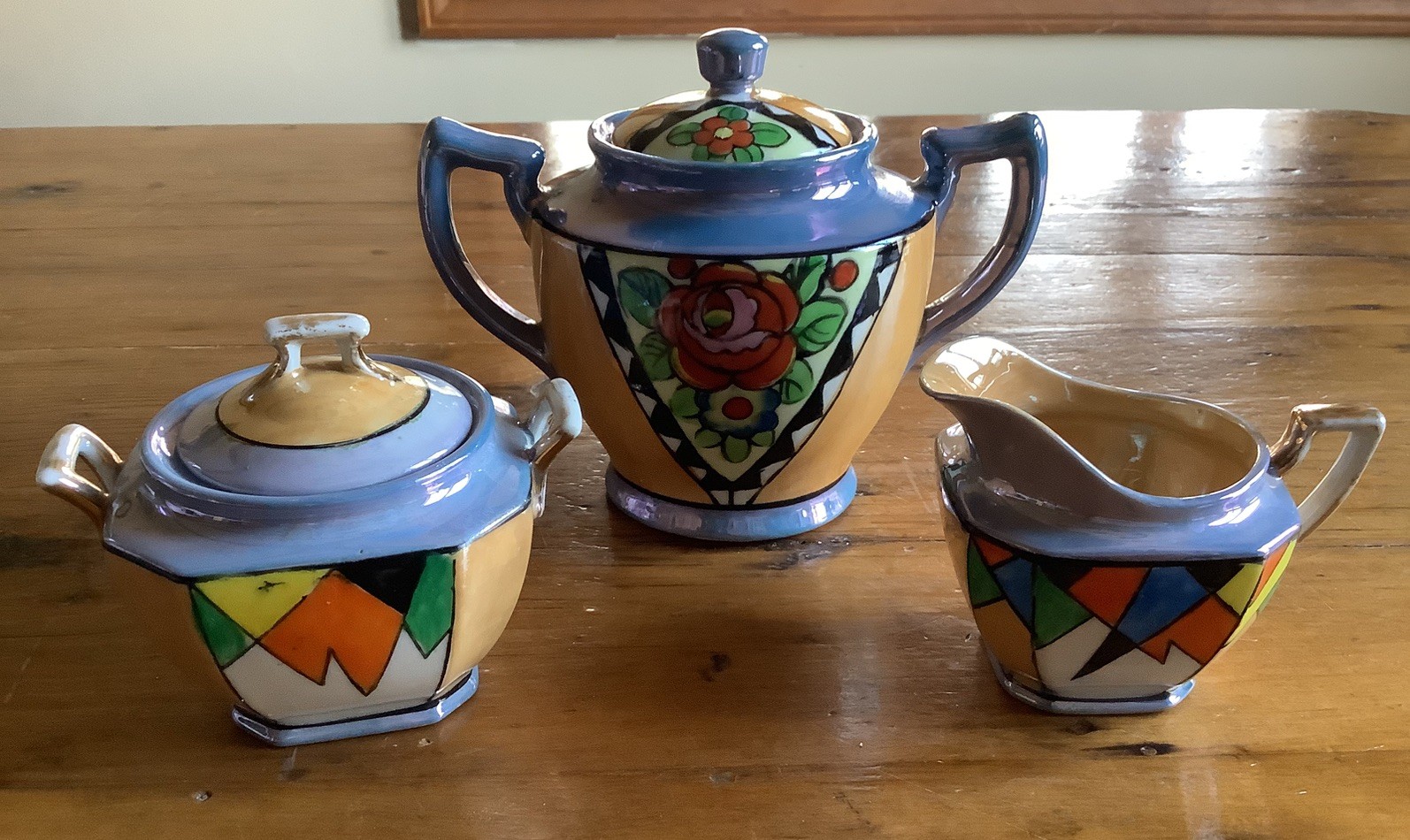 Vintage Japanese Lusterware Cream Sugar Set
