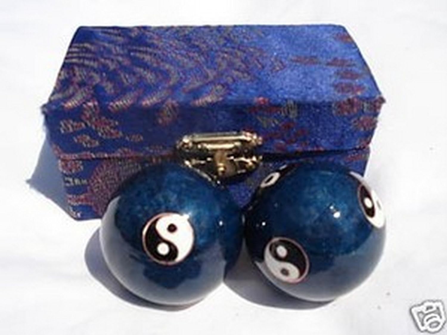 Blue Chinese Baoding Balls Hand Exercise Therapy Stress Relief Meditation 3581