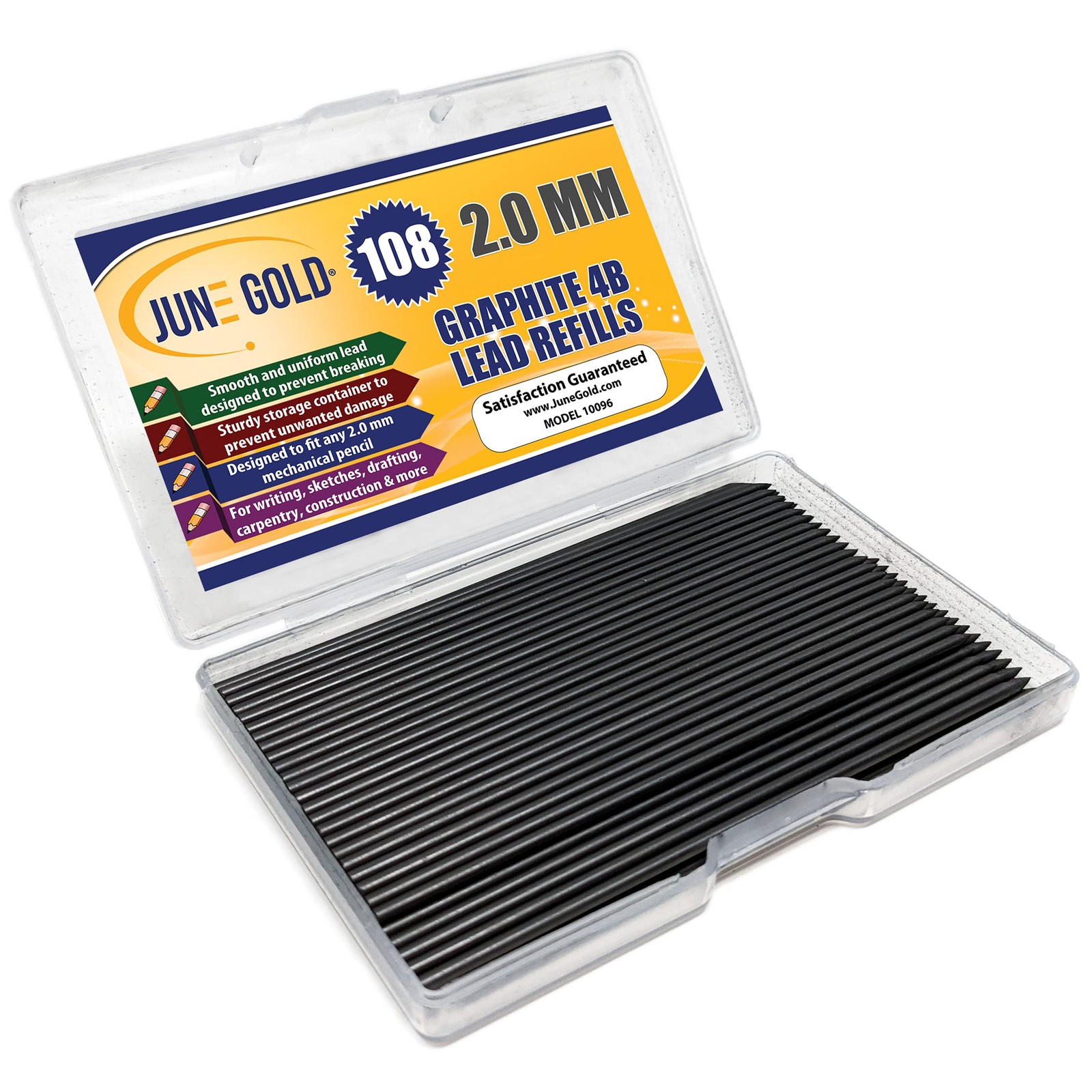 108 Pieces, 2.0 Mm 4B Lead Refills, 90 Mm Length, Extra Bold