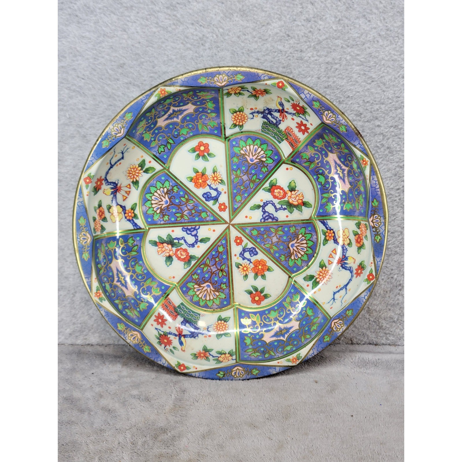 Vintage 1971 Daher Decorated Ware Tin Bowl Made in England Floral Chinoiserie