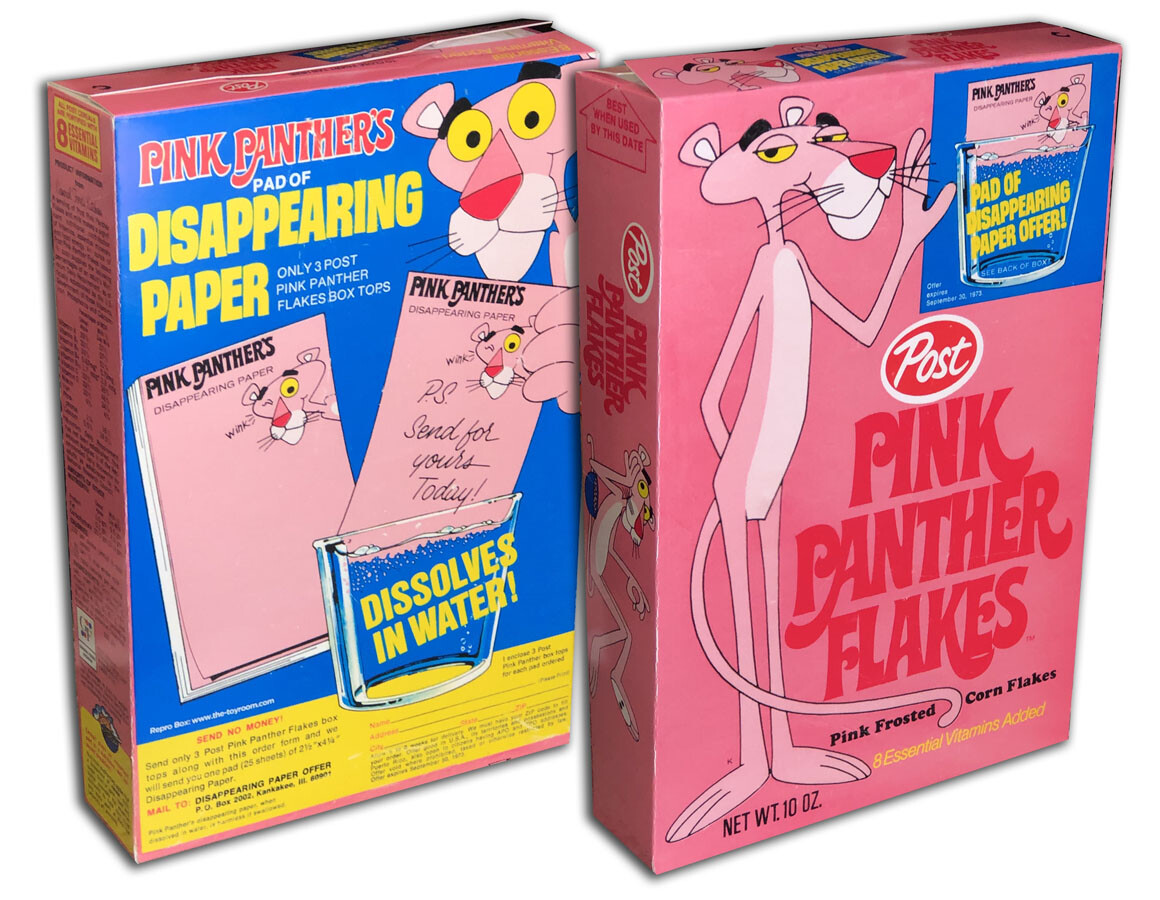 Post PINK PANTHER FLAKES Cereal BOX (BOX ONLY!) [Disappearing Paper]