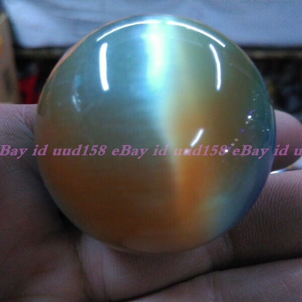 Rare Natural Quartz color Cat Eye Crystal Healing Ball Sphere + Stand