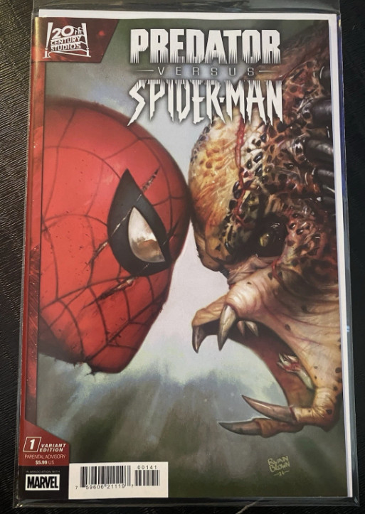 PREDATOR VS SPIDER-MAN #1 MARVEL 2025 RYAN BROWN VARIANT NM