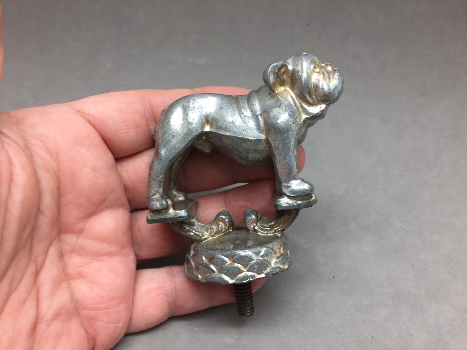 Bulldog Hood Ornament Trophy Top Beer Tap Handle Metal w/ Bolt Mascot Dog Yale