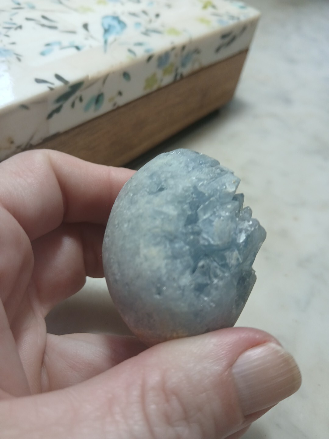Celestite Crystal Egg Geode 120 Grams