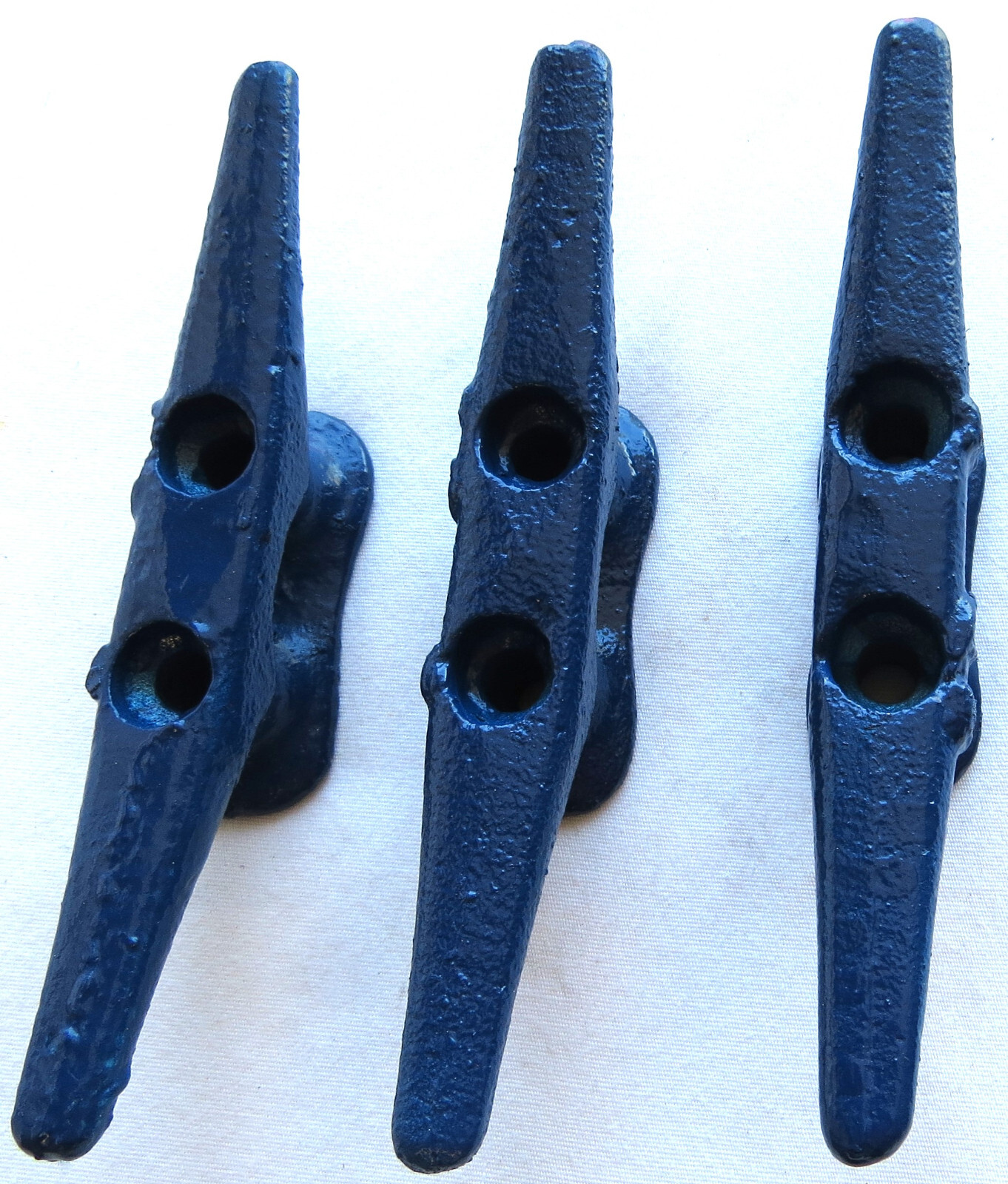 5″ CLEAT Lot of 3 Galvanized BLUE Boat Dock Beach Coastal CLEATS Sailboat Craft