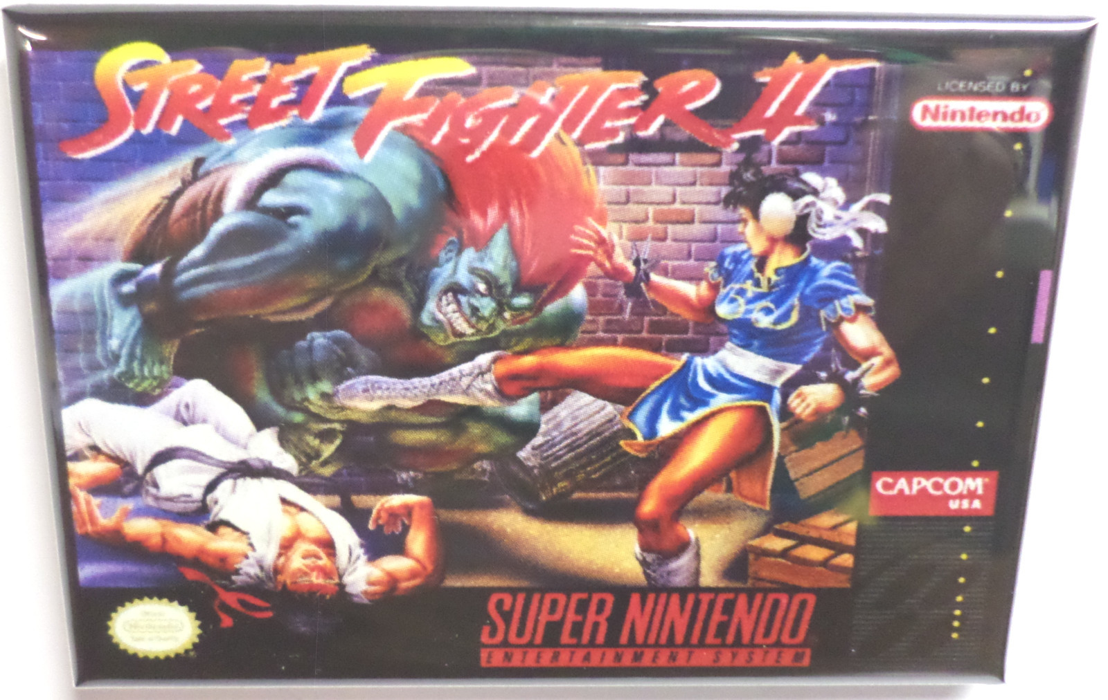 Street Fighter 2 MAGNET 2″ x 3″ Fridge Locker Nintendo SNES Game Box
