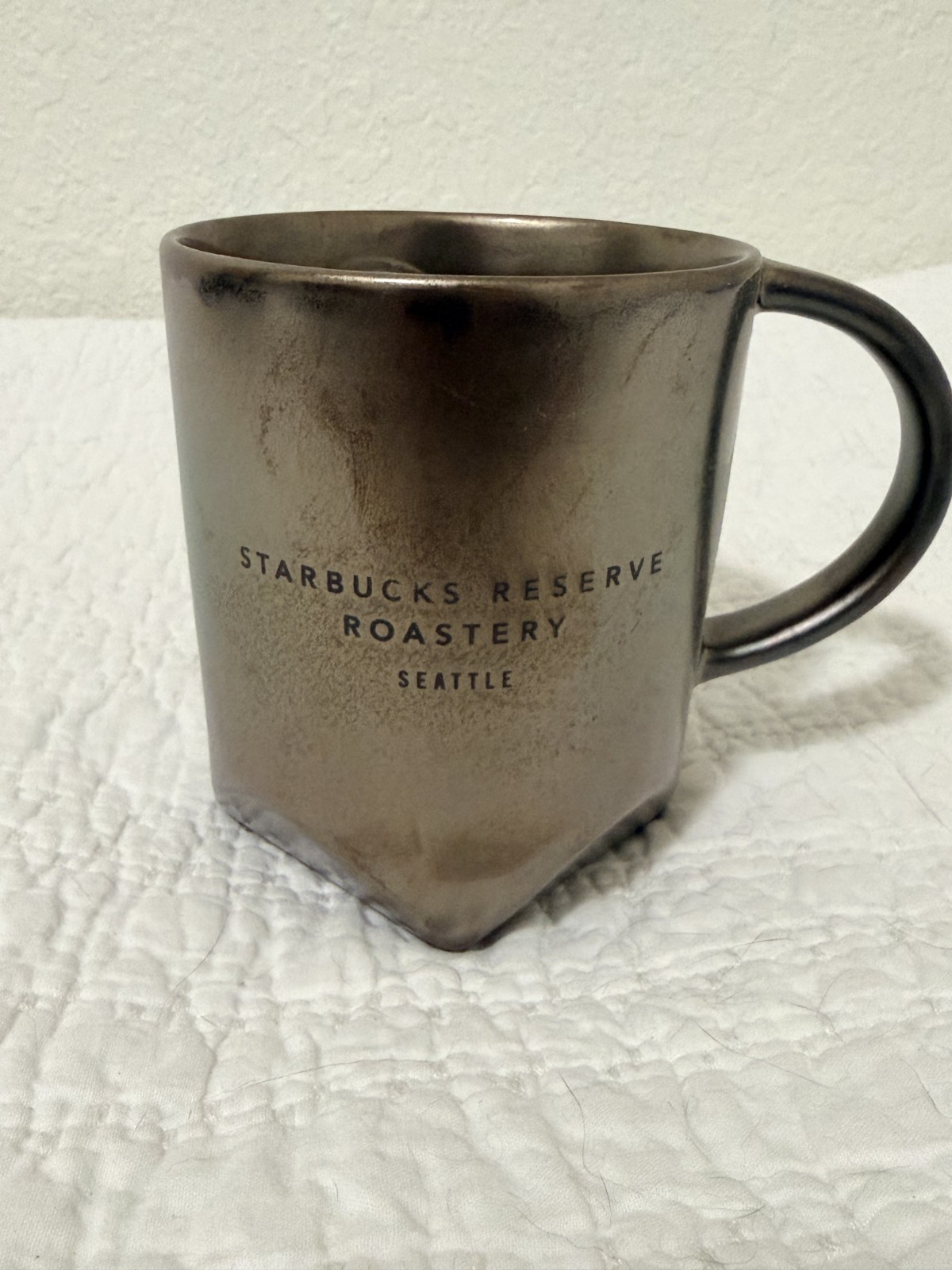 NEW Starbucks Reserve Roastery Seattle Bevel Mug Metallic Bronze Distressed 8 oz