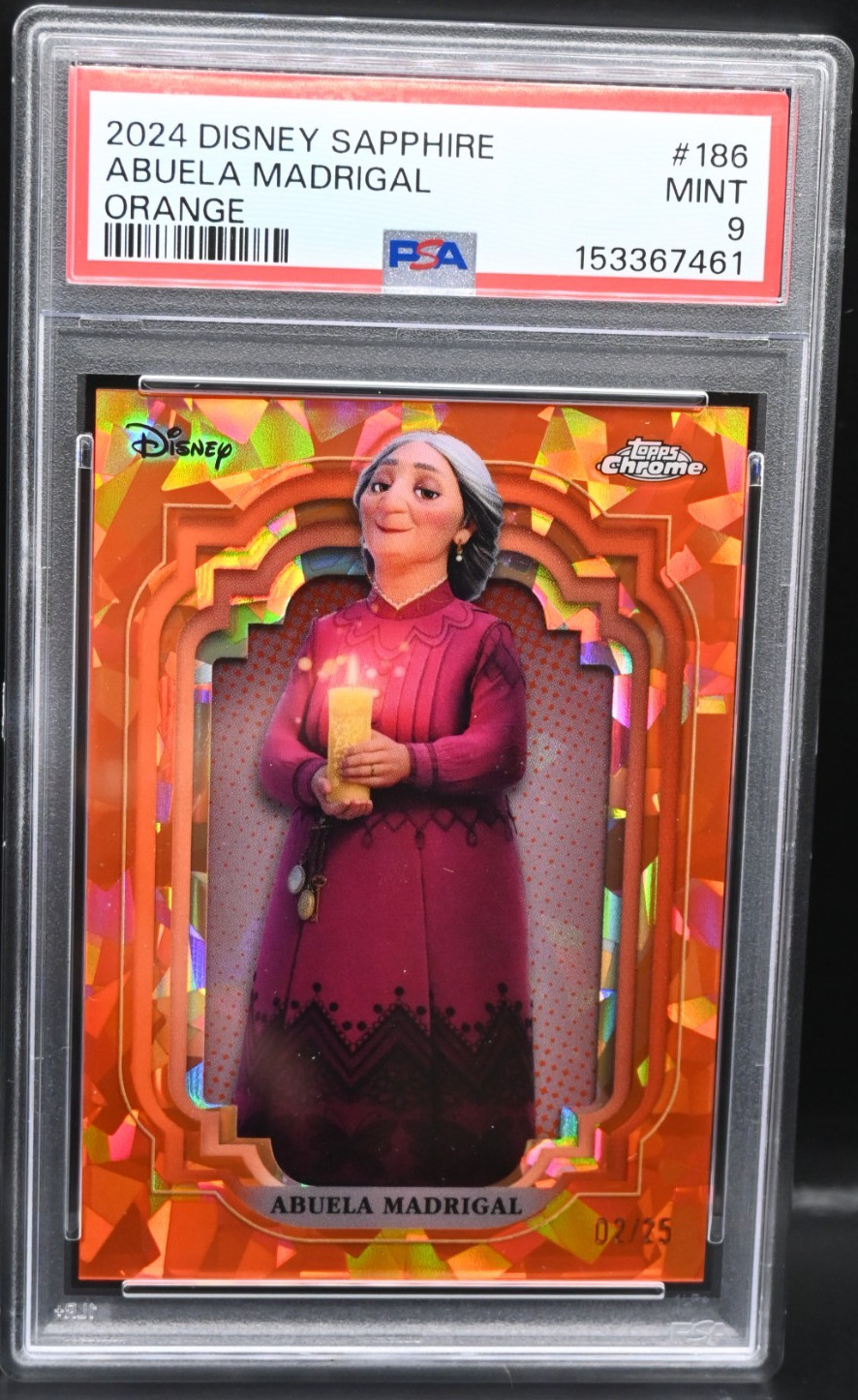 2024 Sapphire Abuela Madrigal Orange Sapphrie Serial #02/25 #186 PSA 9