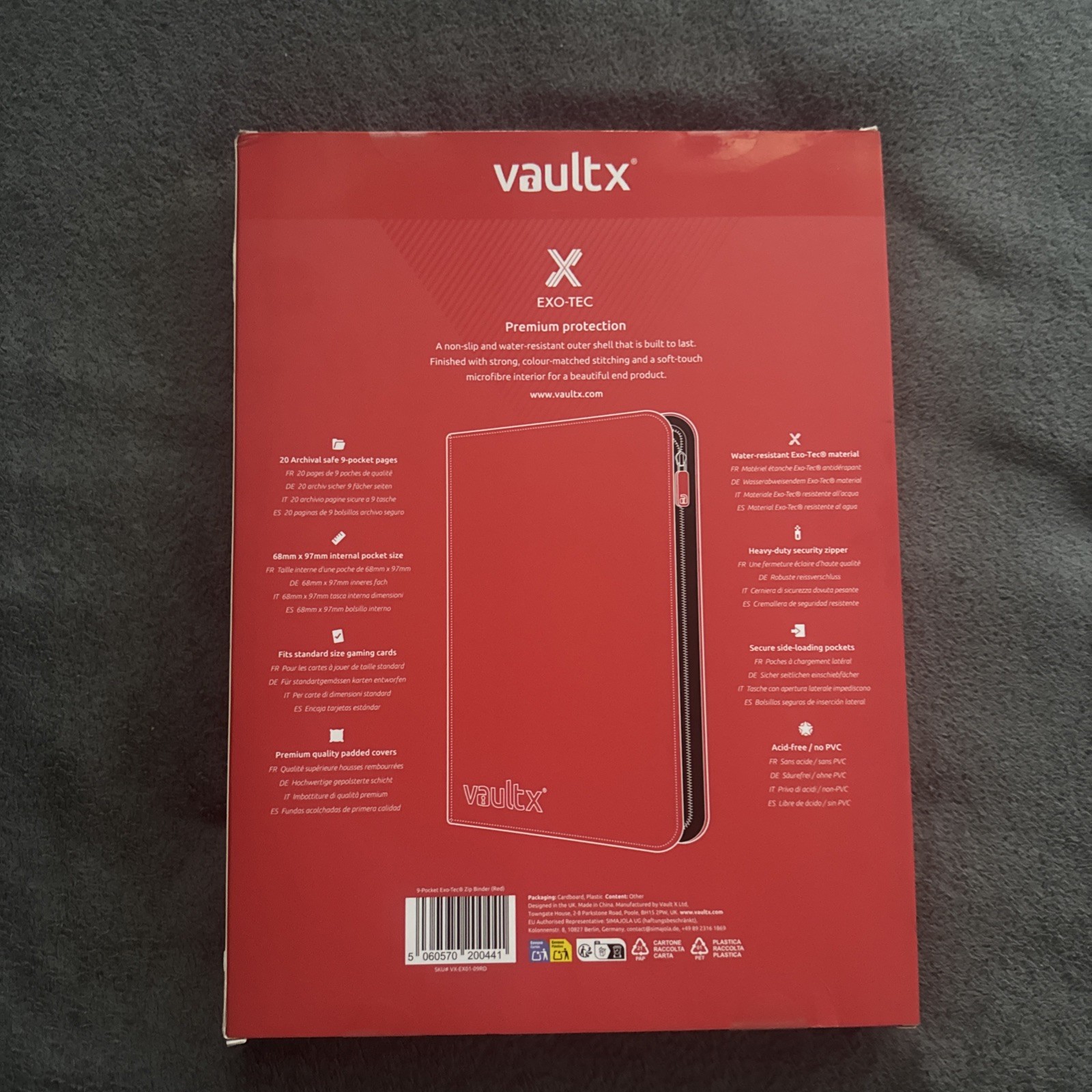 Vault X 9 Pocket Trading Card Zip Binder for 360 Cards Premium Exo-Tec TCG Album