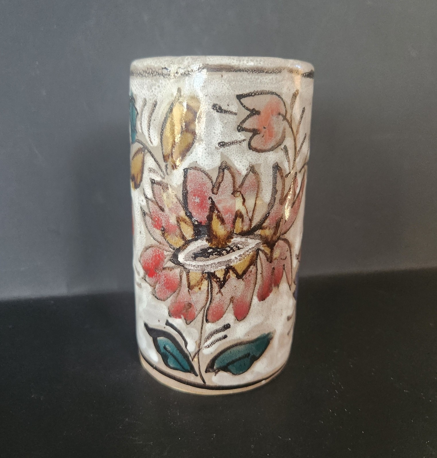 ELIO SCHIAVON Small Floral Pottery Vase