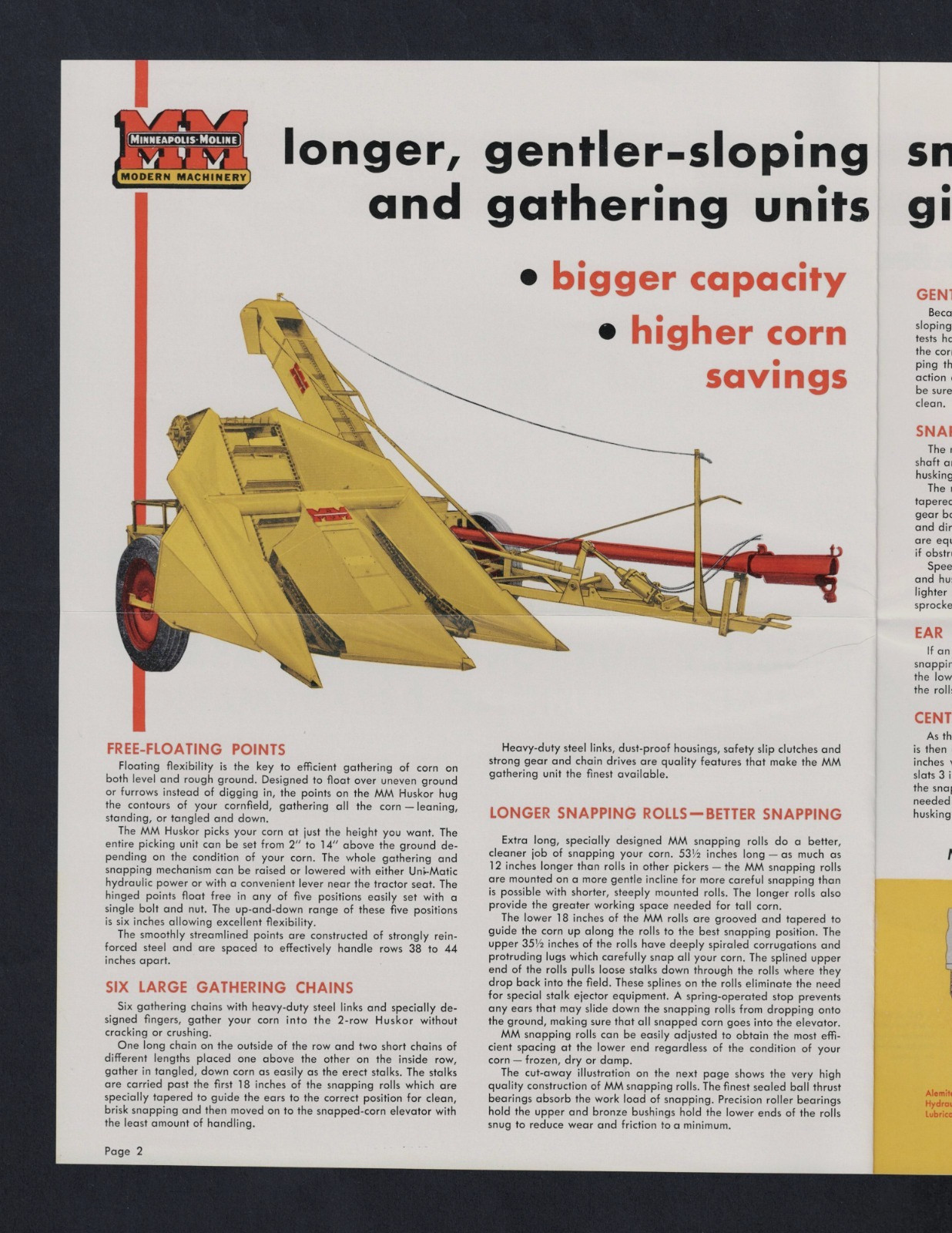 MINNEAPOLIS-MOLINE TWO ROW HUSKOR 8 PAGE BROCHURE 86537-X