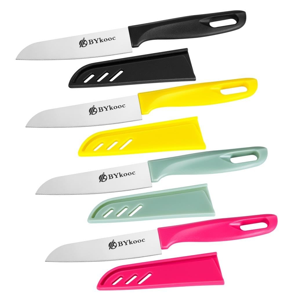 BYkooc 8 pieces Paring Knives (4PCS Peeling and 4PCS 8 inch, Black