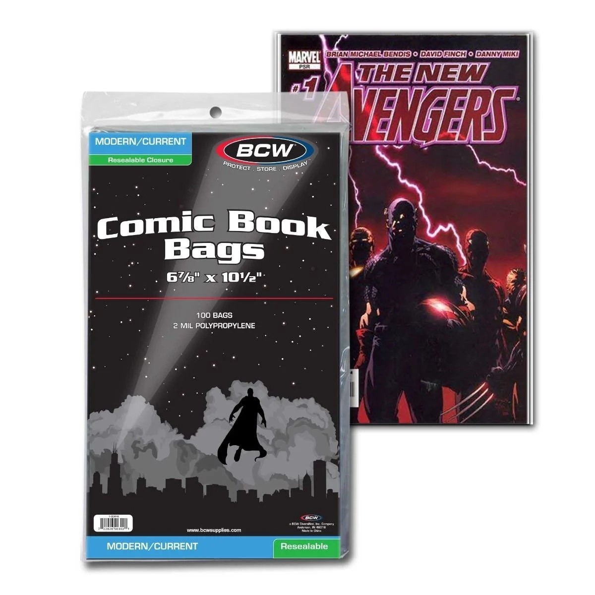 100 BCW Modern / Current Comic Book THICK Resealable Bags + Boards Long Storage