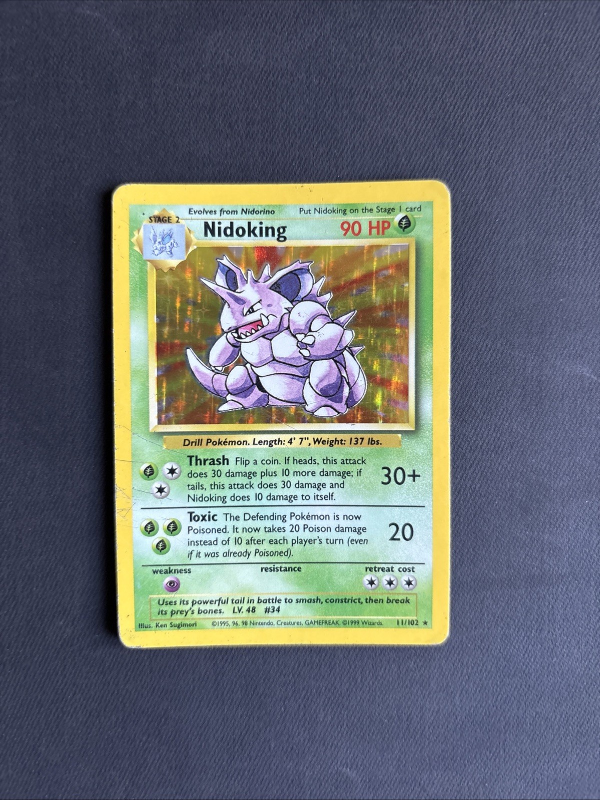 Pokémon TCG Nidoking Base Set 11/102 Holo Unlimited Holo Rare 1999 WOTC – PLAYED
