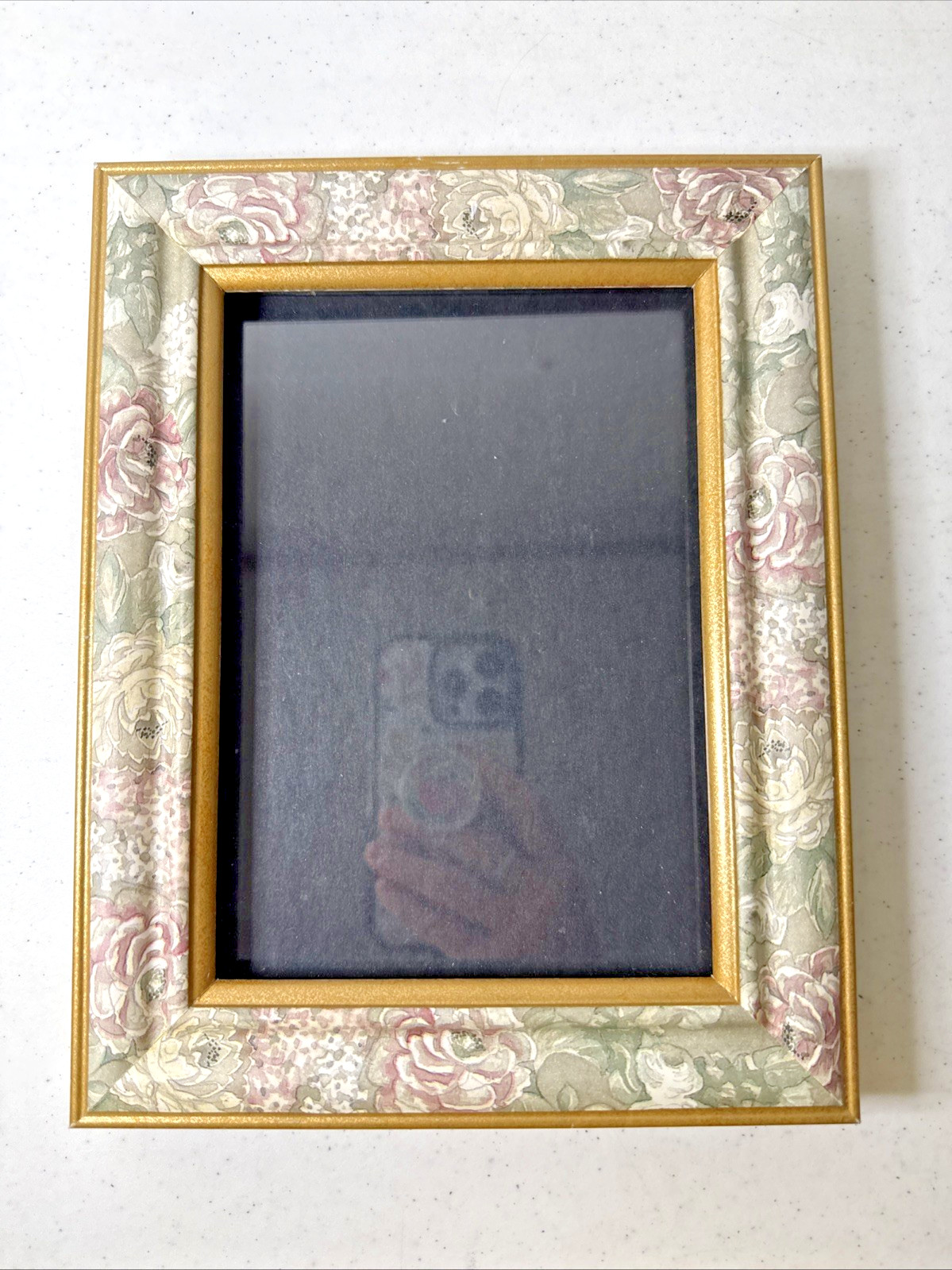 Vtg 1990’s Pink Green Floral Picture Frame Burnes of Boston Easel Cottagecore