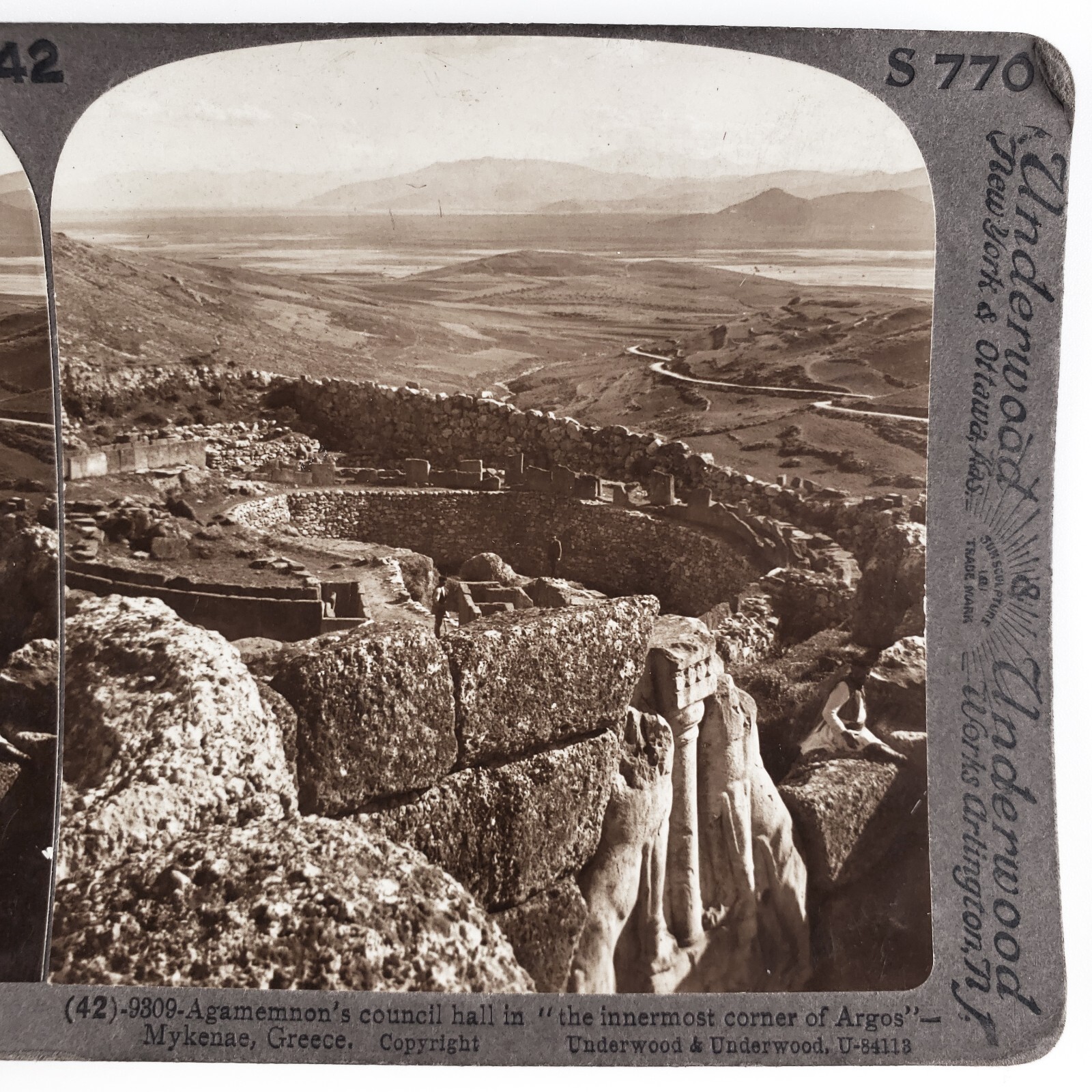 Archaeological site of Mycenae Greece Stereoview c1905 Council Hall Ruins C2060