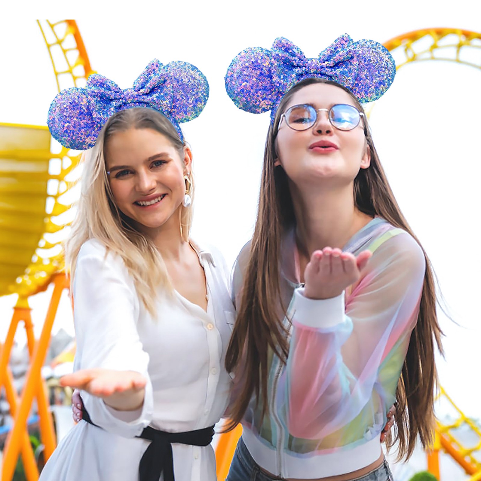 Disney.Parks Minnie Headband Ears Light Pink and Light Blue Sequin Japan Tokyo