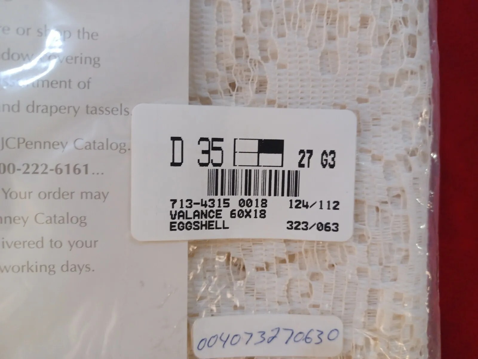 Vintage NOS Lace Eggshell Valance 60″ x 18″ Window Fashion USA