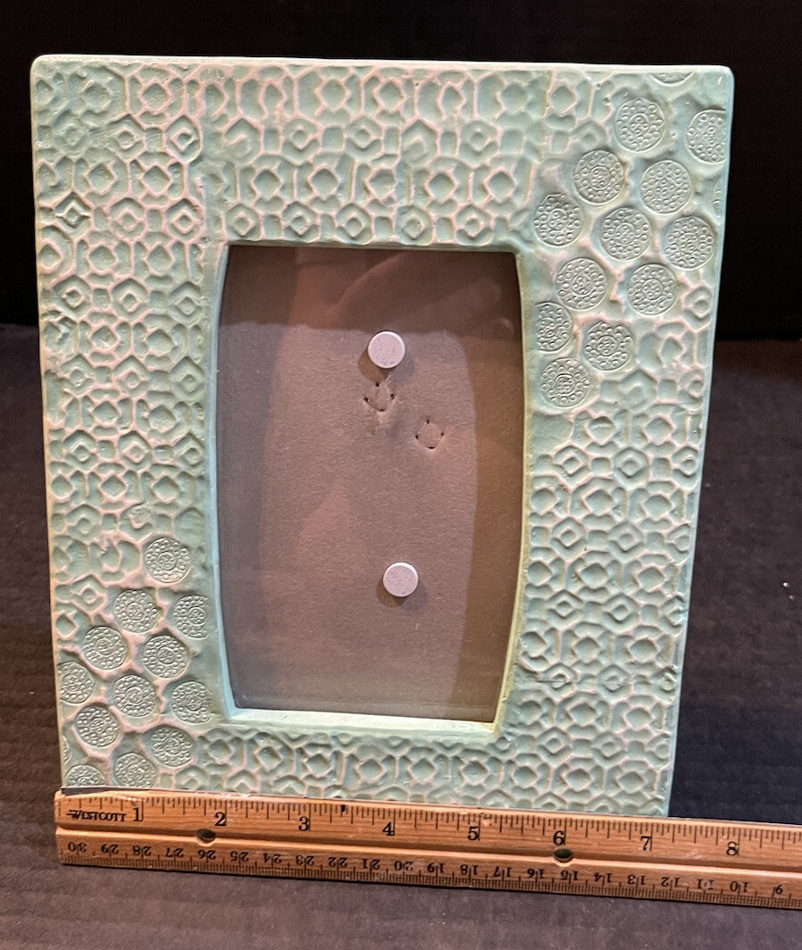 Heavy Pottery Photo Frame textured 7.5”x9.5” holds a 3.5”x 5.5” picture