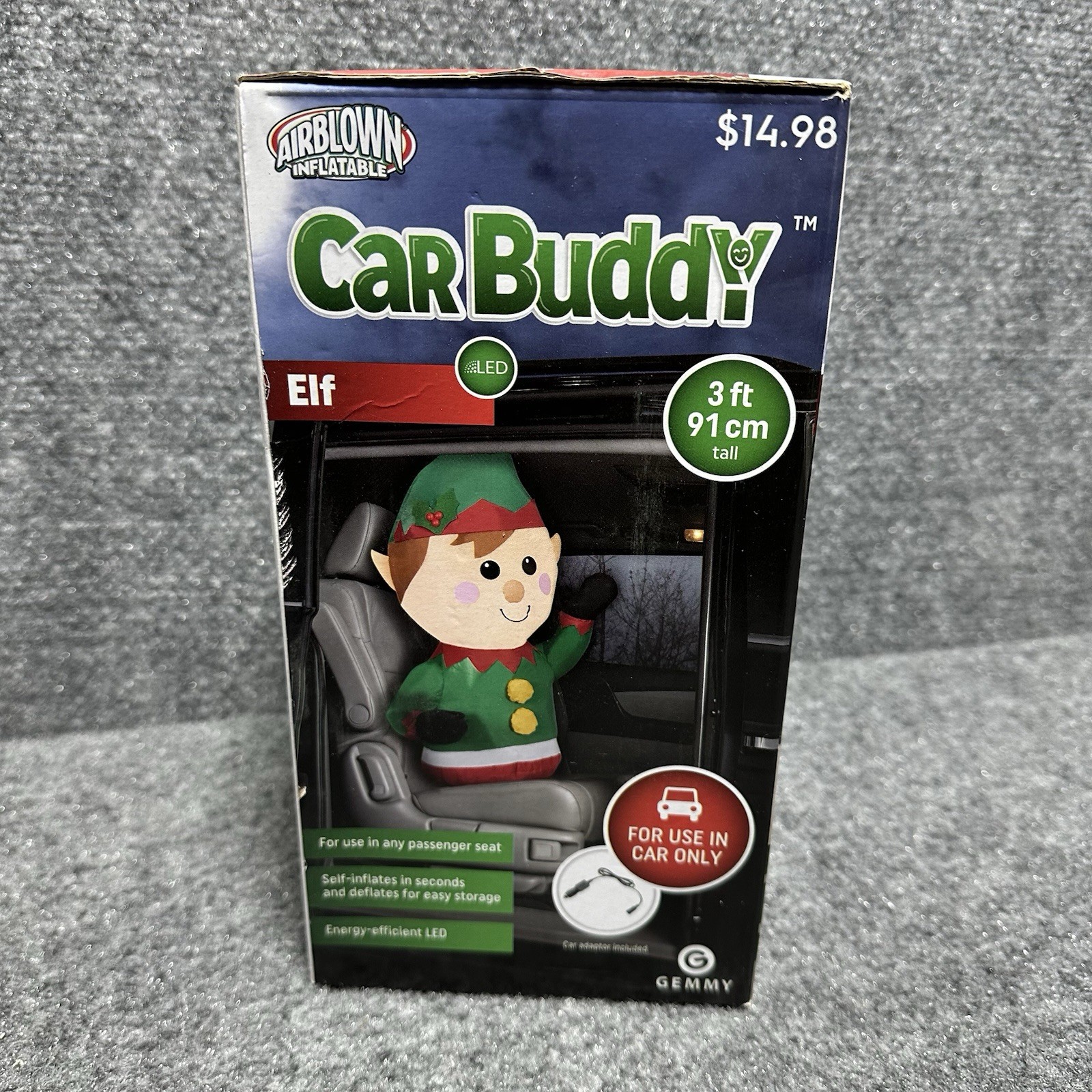 Gemmy Elf Car Buddy Airblown Inflatable Energy Efficient LED Christmas 3ft Tall