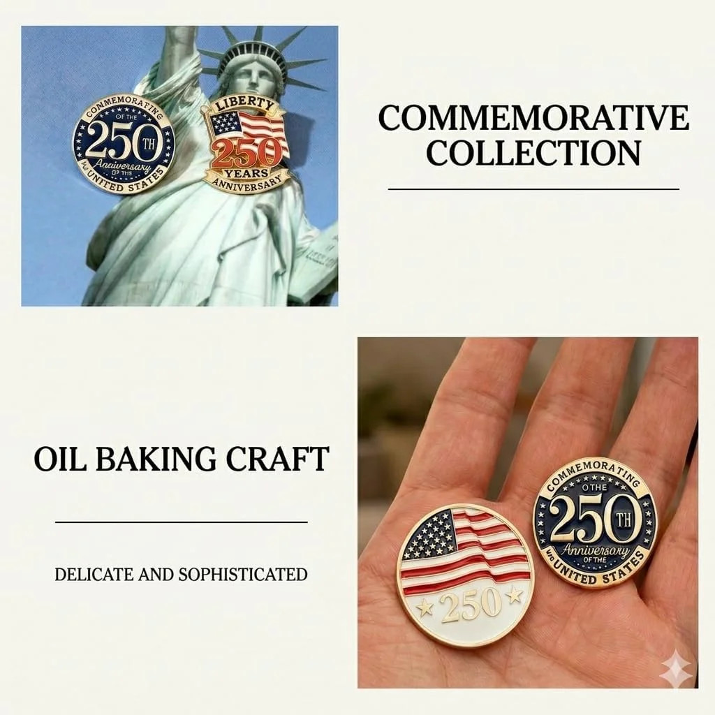 4Pack USA 250th Anniversary Pins, 250th Merchandise – Alloy Metal Enamel Patriot