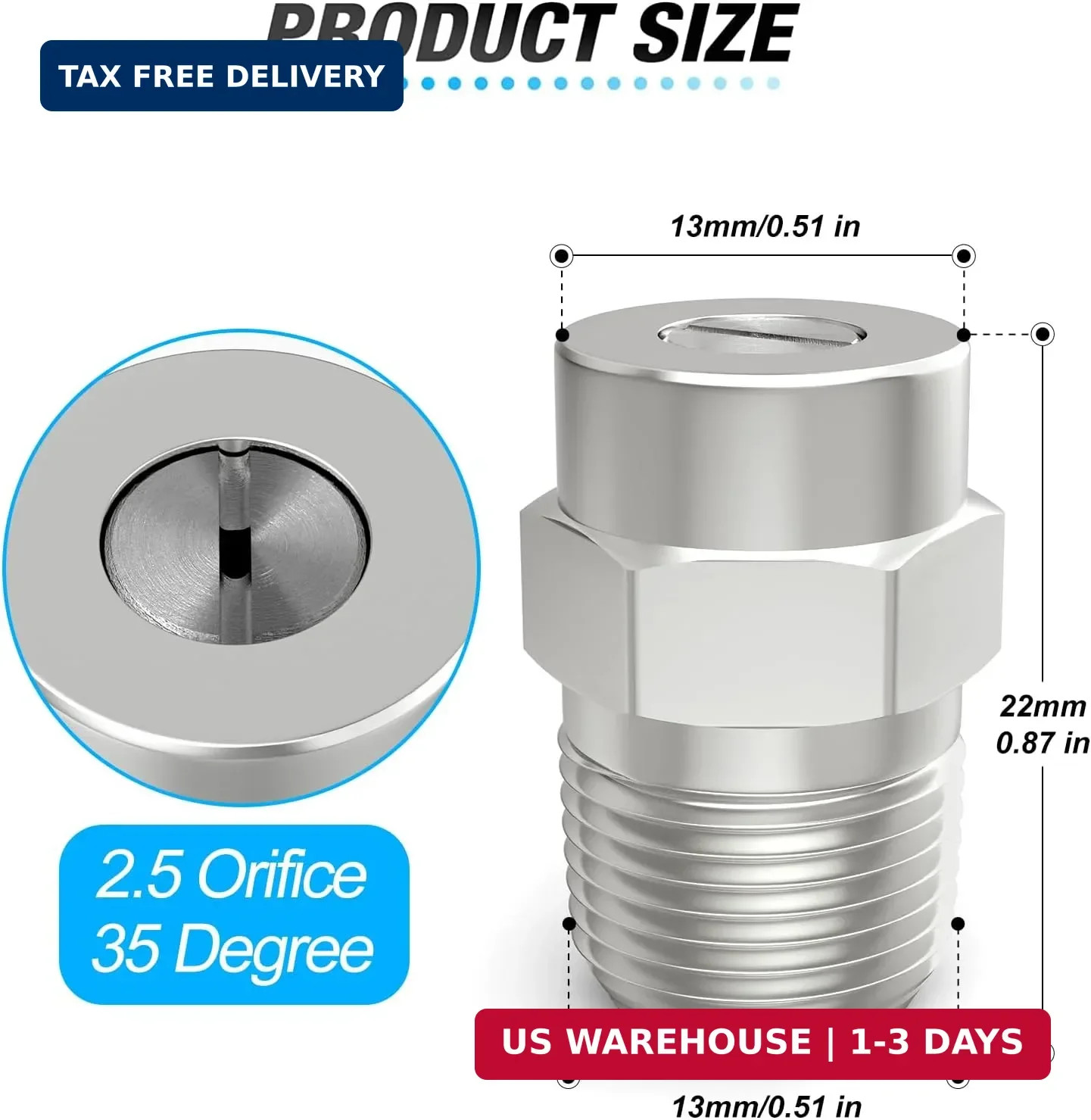 MEANLIN 35 Degree Surface Cleaner Tips, 1/4 Inch NPT Male, 2.5 Orifice, 4000 PSI