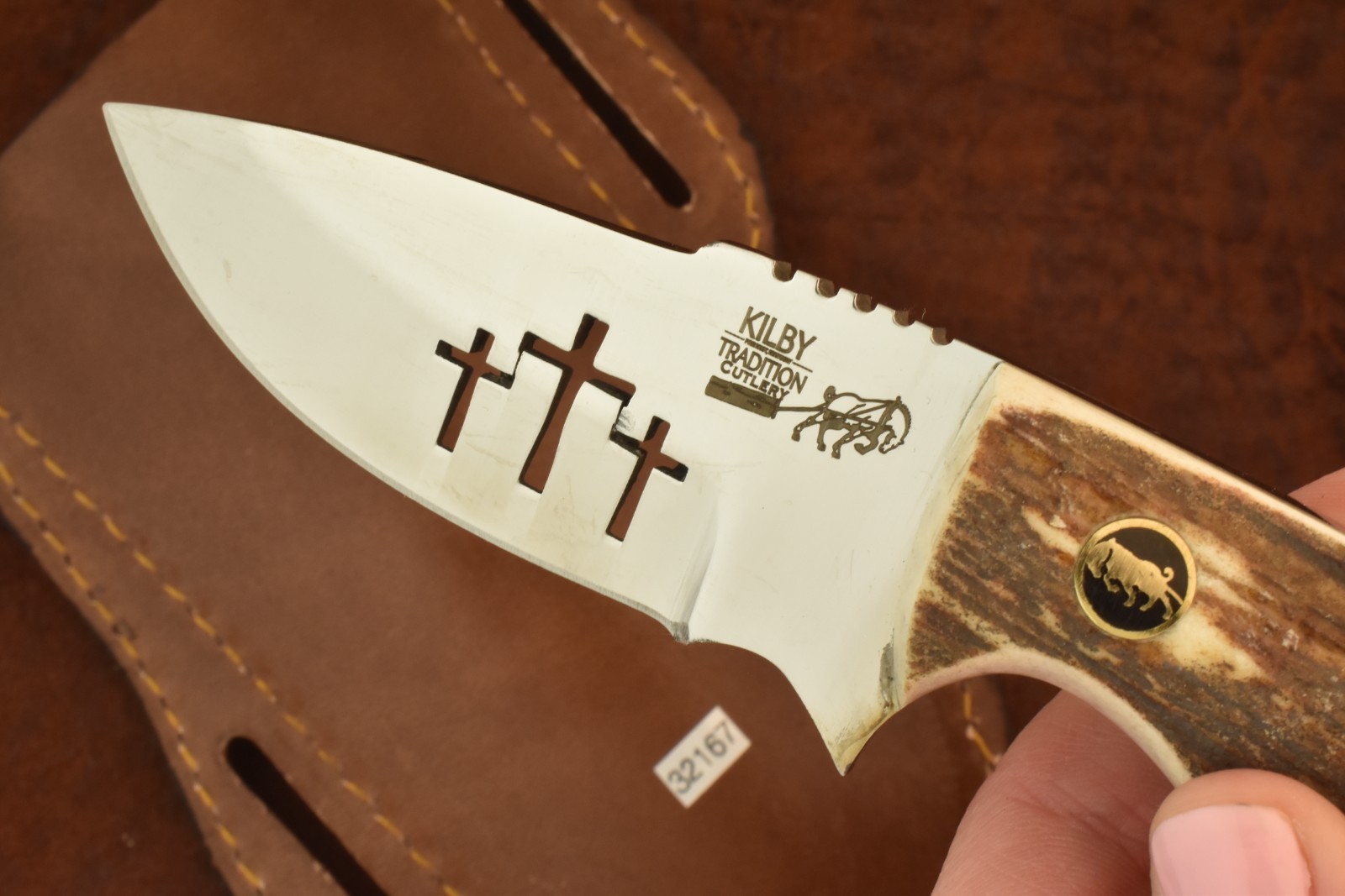 KILBY TRADITION PINE KNOT KY CUSTOM SERIES STAG PREMIUM FIXED BLADE KNIFE (32167