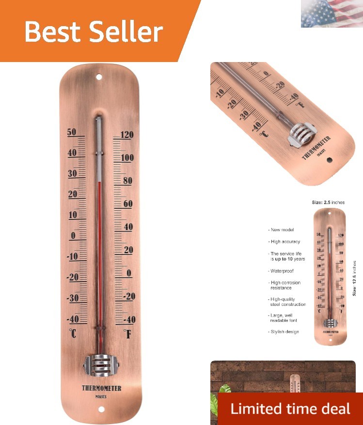 12.2 Inch Large Number Thermometer – Durable Indoor/Outdoor Celsius & Fahrenheit