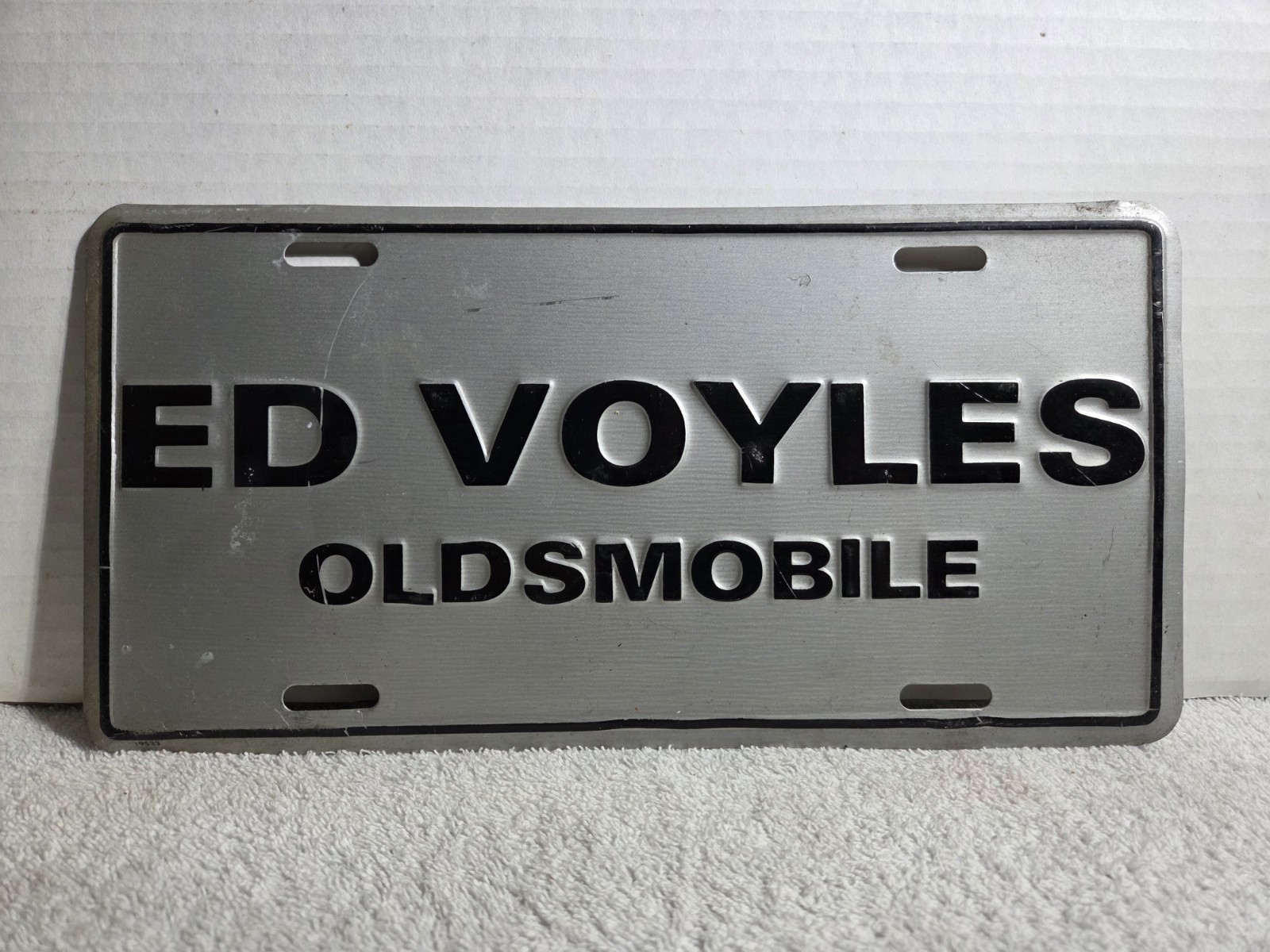 Vintage ED VOYLES OLDSMOBILE Booster License Plate Atlanta Georgia