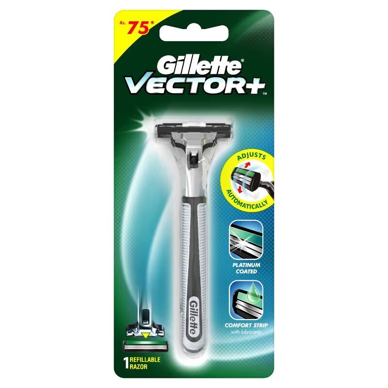 Gillette Vector Razor Handle – Holds All Atra Plus & Contour Blades (2 Pack)